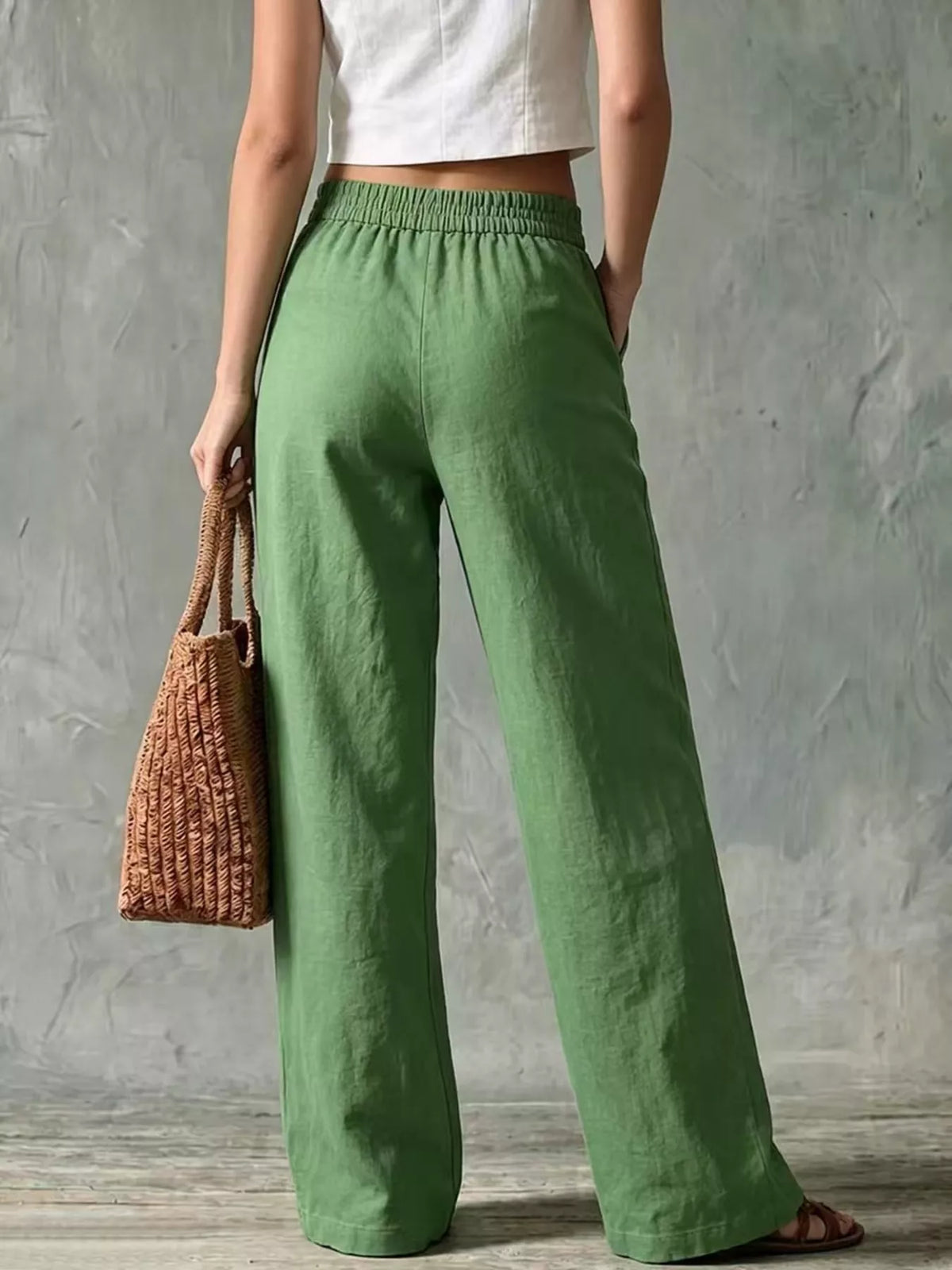 full size high-waisted wide-leg cargo pants plus | dropsona - neutral - usage example
