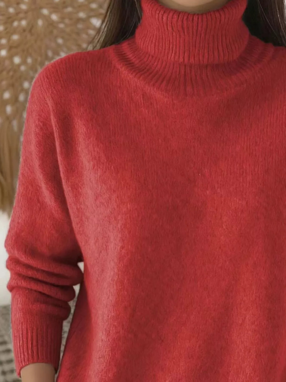 turtleneck long sleeve sweater – basic style | dropsona - neutral - material texture