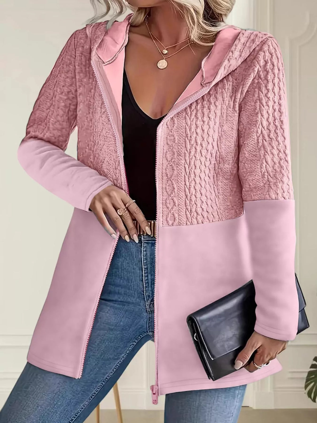 full size hooded zip-up jacket plus | dropsona - neutral - size reference