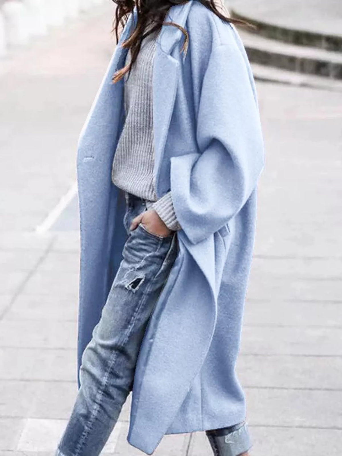 full size lapel collar one button coat plus | dropsona - neutral - packaging
