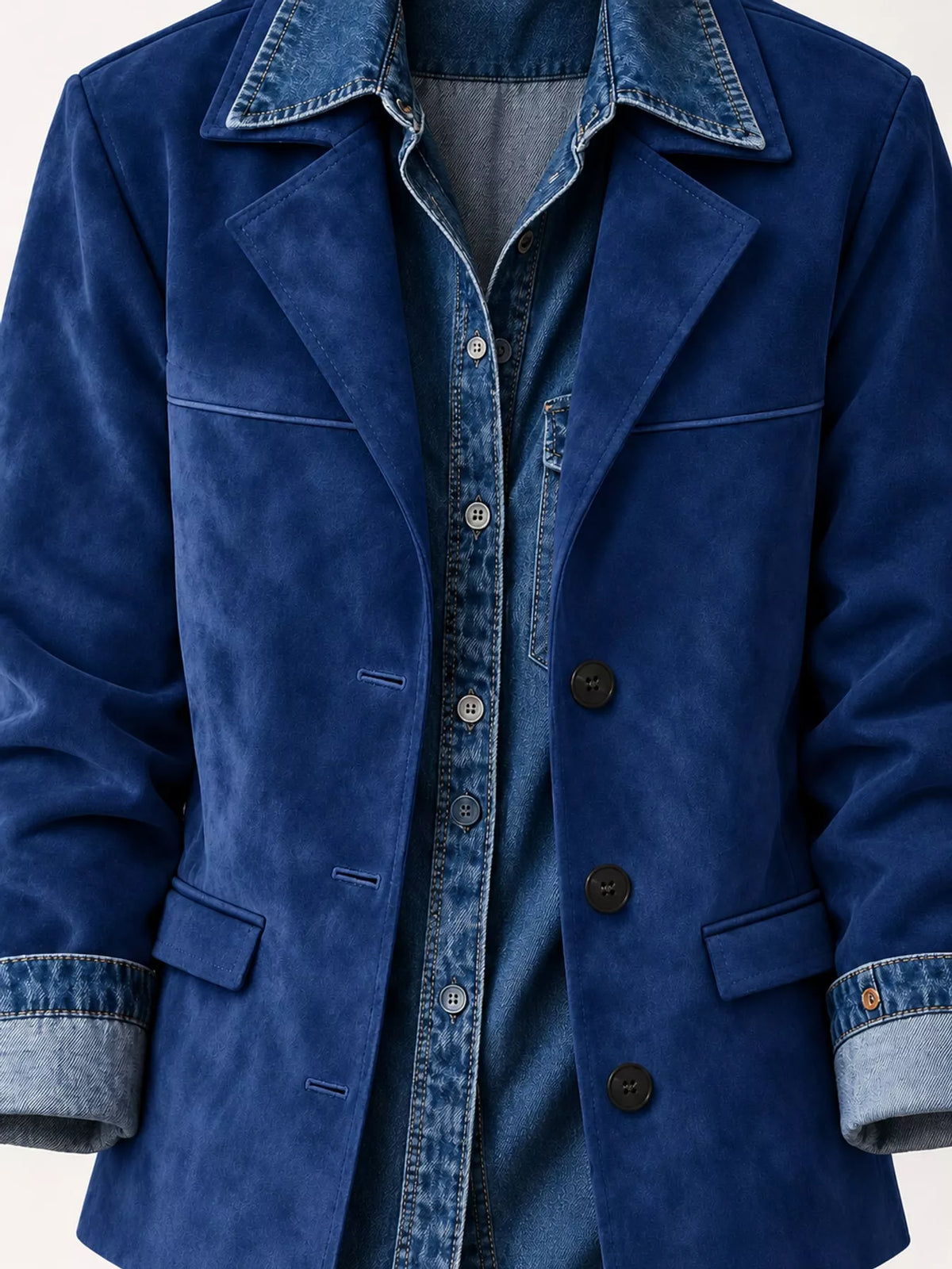 full size lapel collar button up blazer plus | dropsona - neutral - usage example