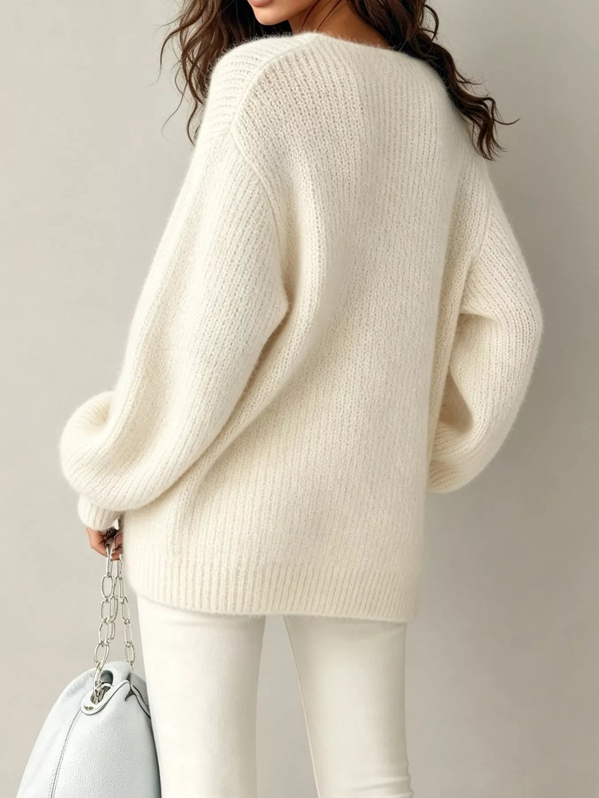 quarter zip dropped shoulder sweater – zipper | dropsona - neutral - front view