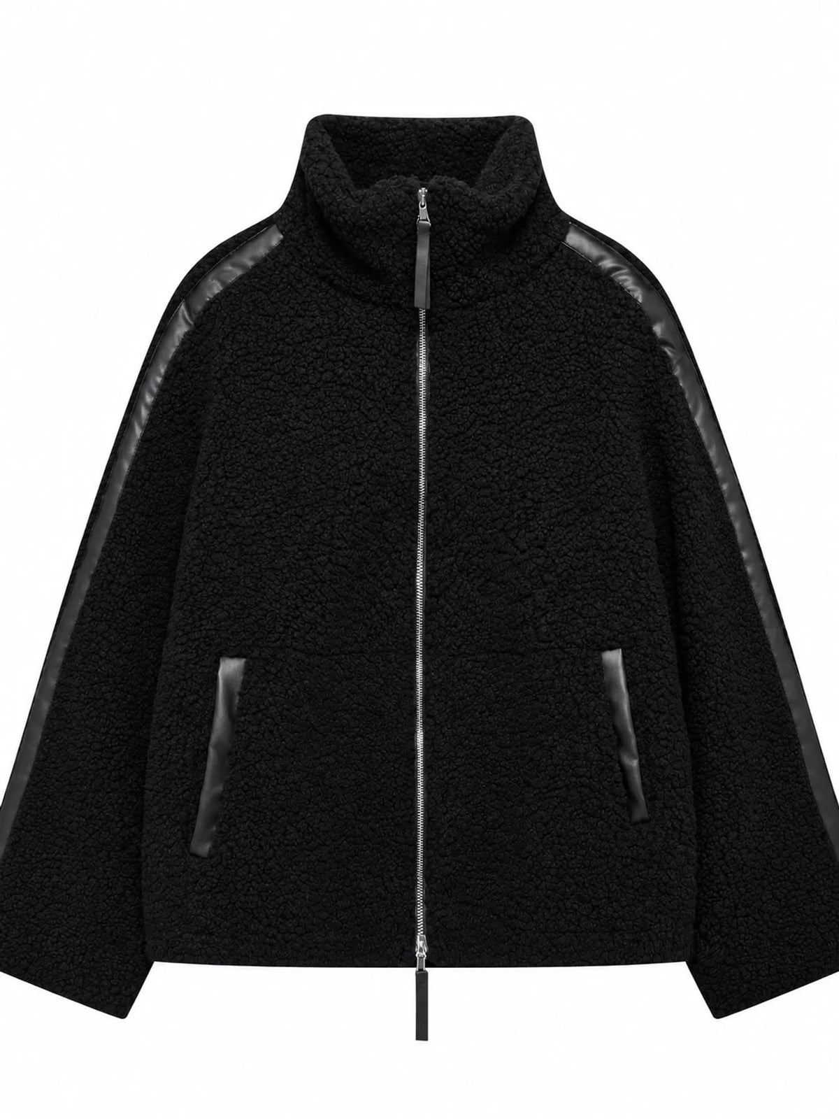 sherpa zip-up outerwear | dropsona - neutral - size reference