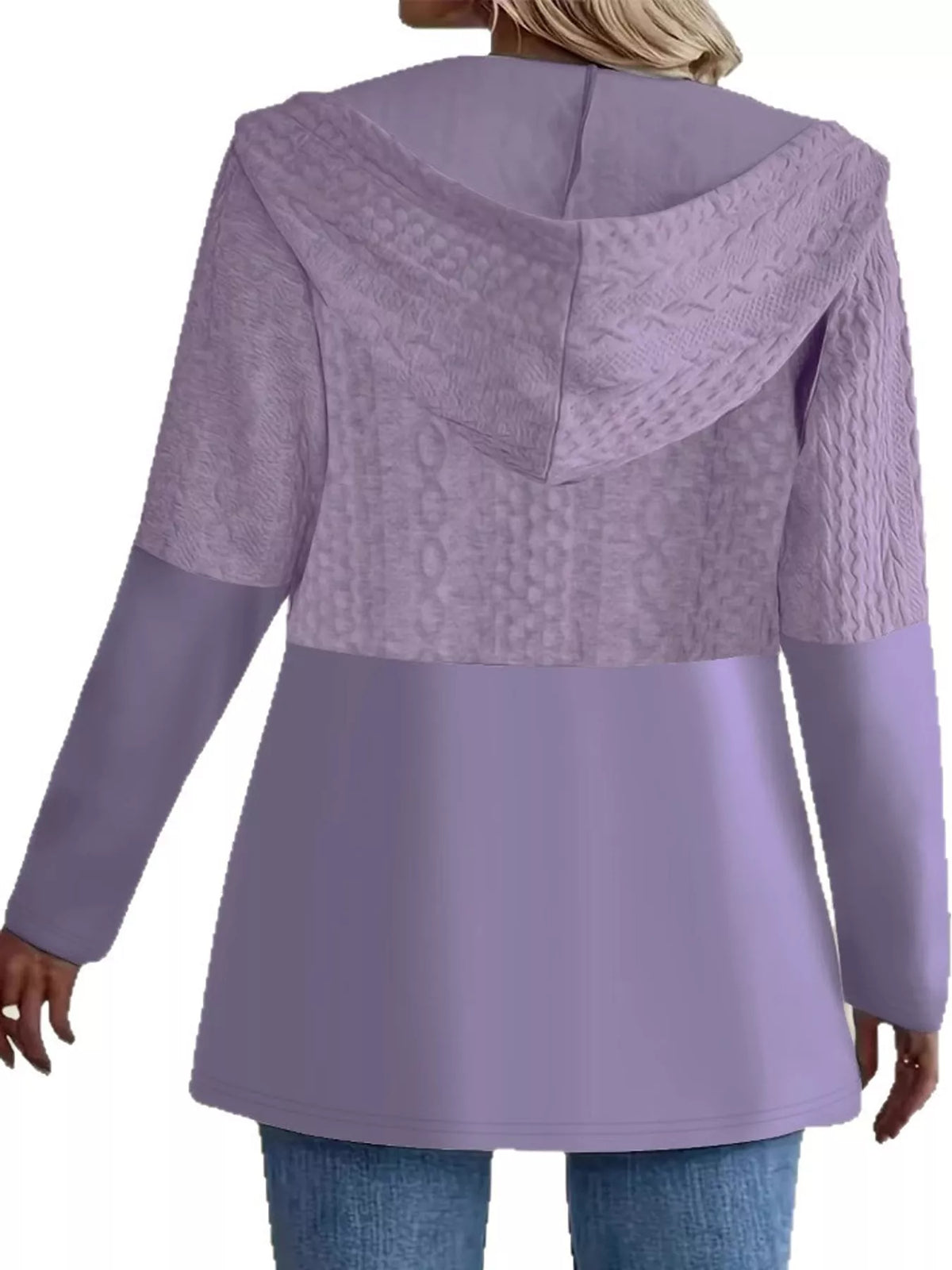 full size hooded zip-up jacket plus | dropsona - neutral - front view