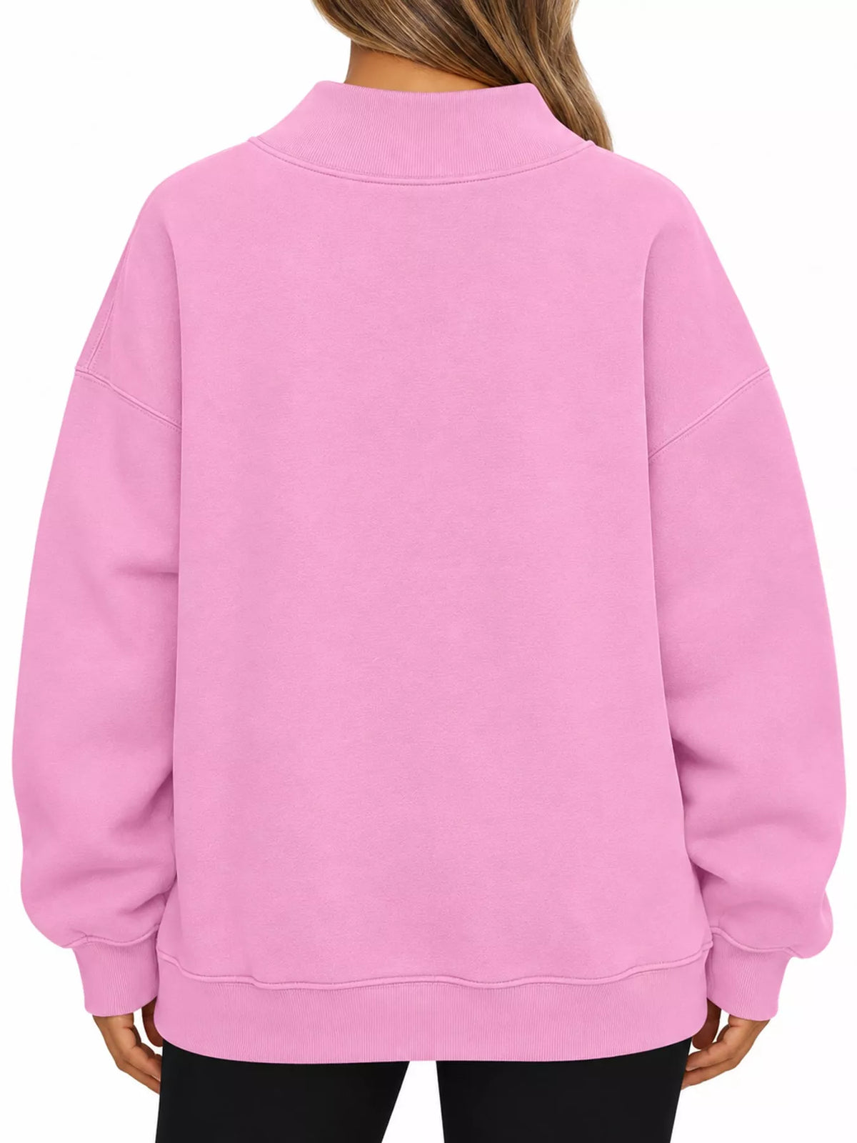oversized mock neck long sleeve sweatshirt | dropsona - neutral - front view