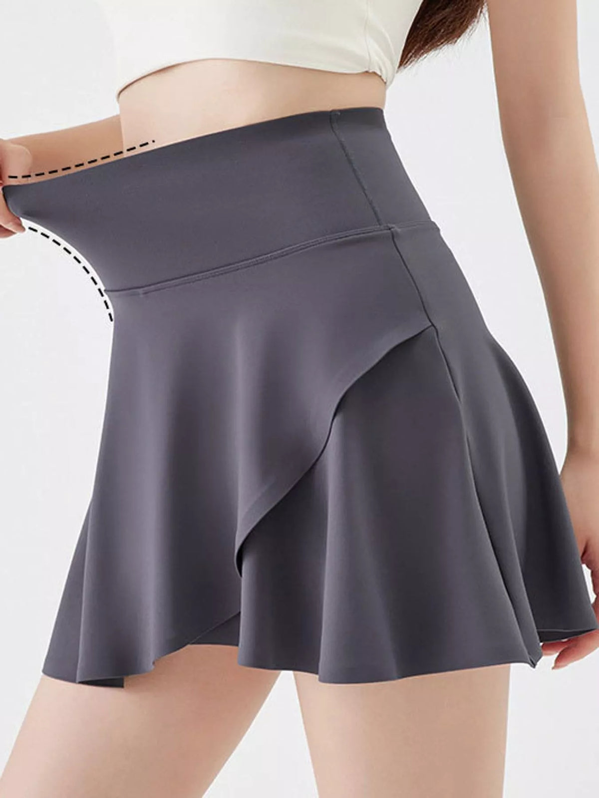 full size high-waisted flared athletic skirt with | dropsona - neutral - material texture