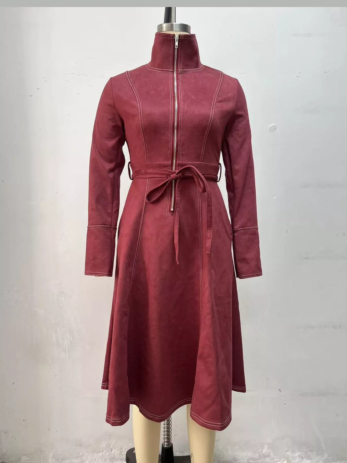 full size zipper front midi dress plus | dropsona - neutral - size reference