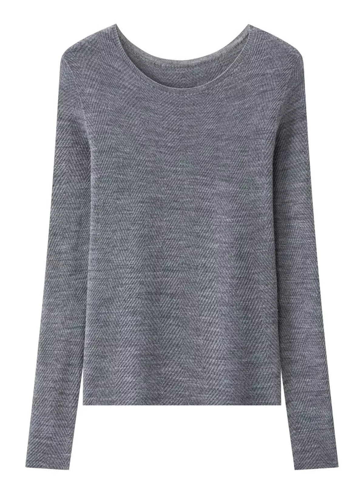 herringbone slim fit long sleeve knit top | dropsona - neutral - material texture