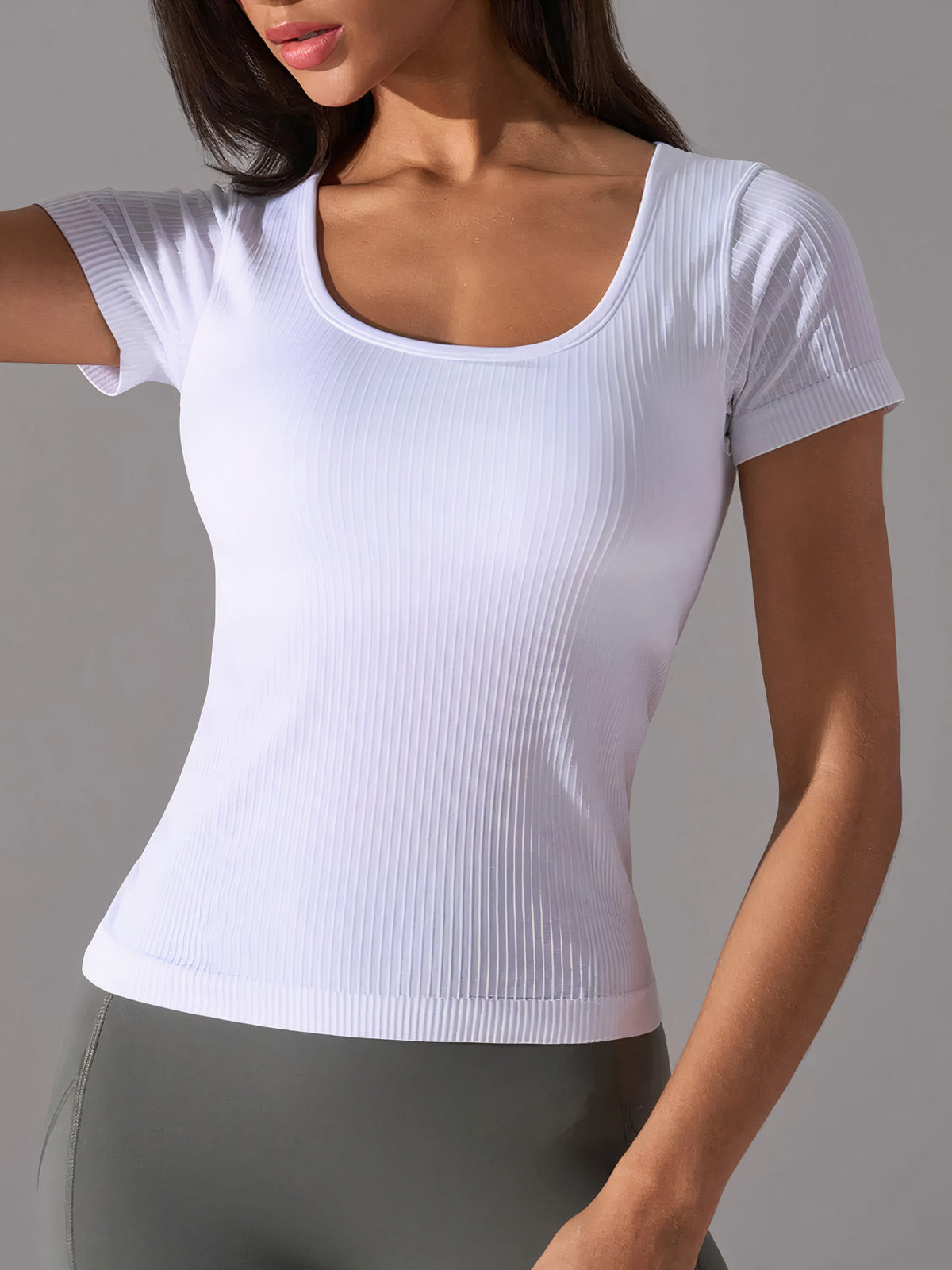square neck active t-shirt with detachable chest pads - everyday wear