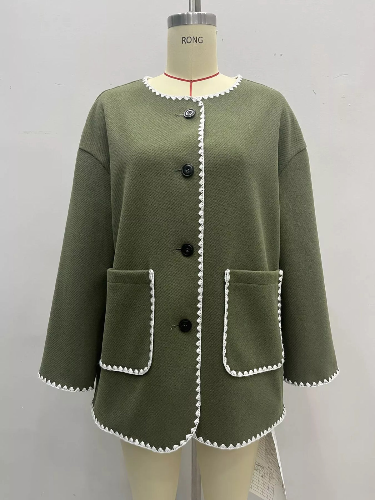 contrast trim button-front outerwear | dropsona - neutral - usage example