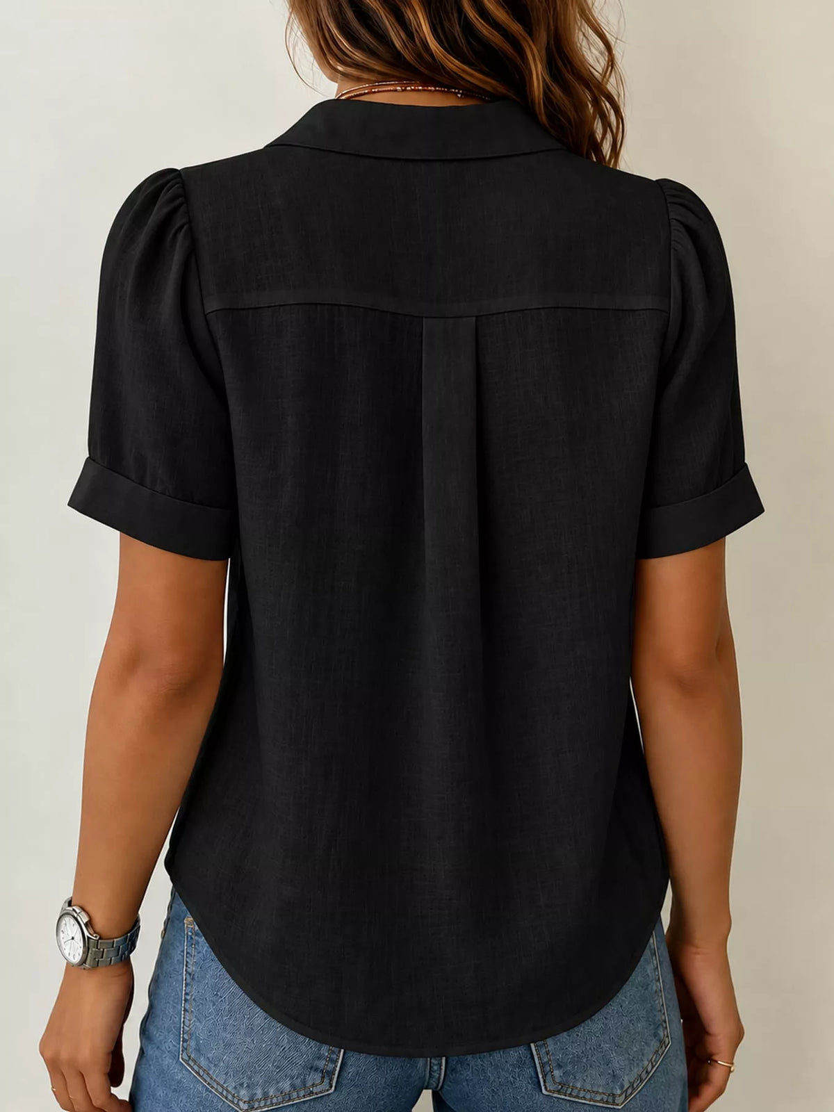 full size button up short sleeve shirt plus | dropsona - neutral - material texture