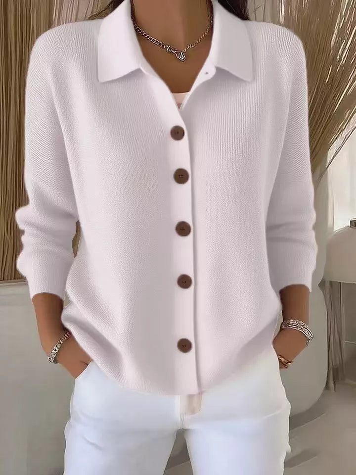 full size collared button-down knit cardigan plus | dropsona - neutral - material texture
