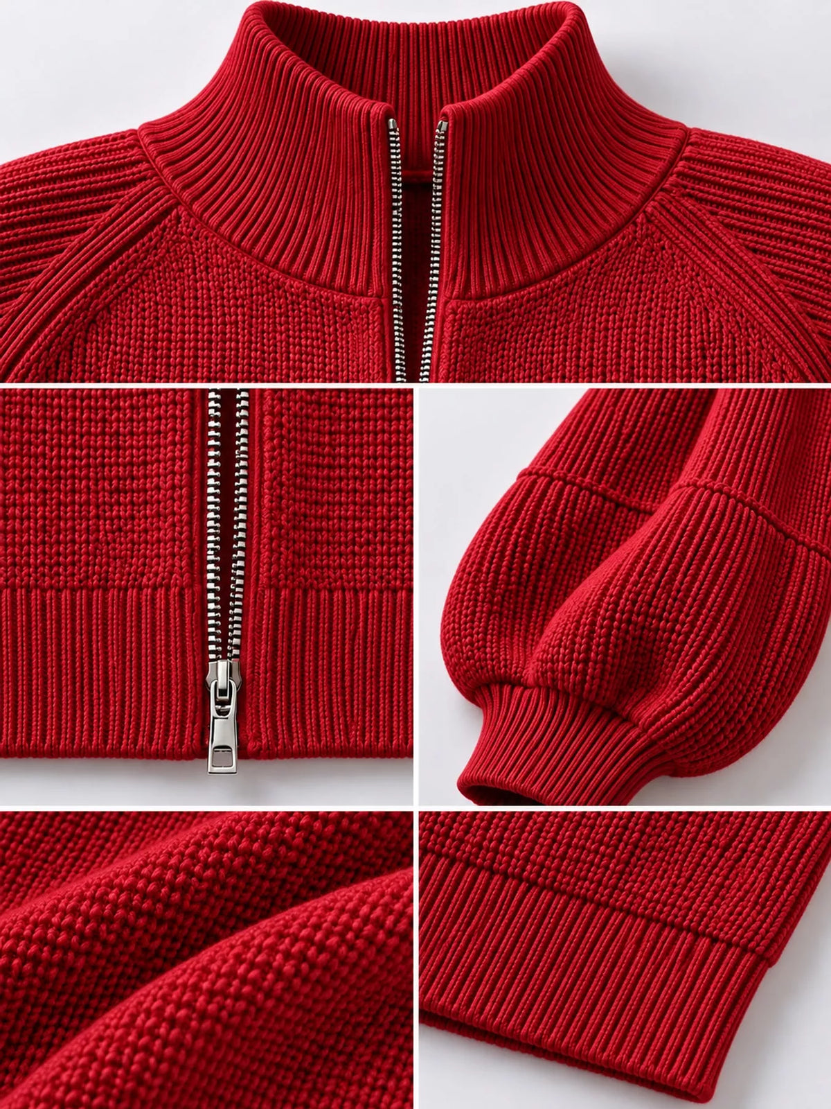 full size elegant ribbed knit zip-up cardigan with | dropsona - neutral - usage example