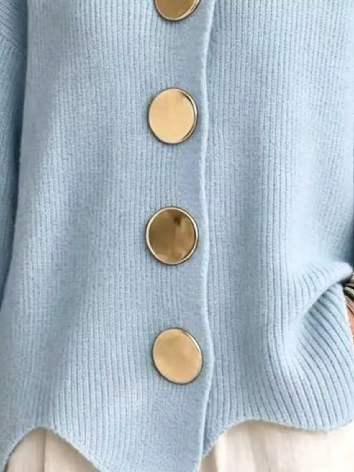 full size ribbed knit gold buttons cardigan plus | dropsona - neutral - usage example