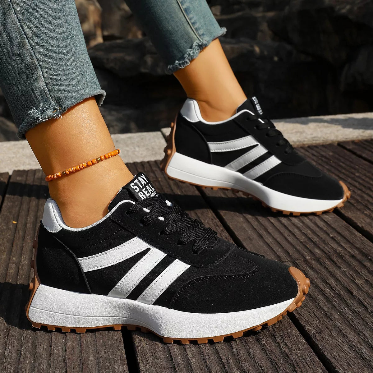 round toe lace up sneakers – modern steps | dropsona - neutral - size reference