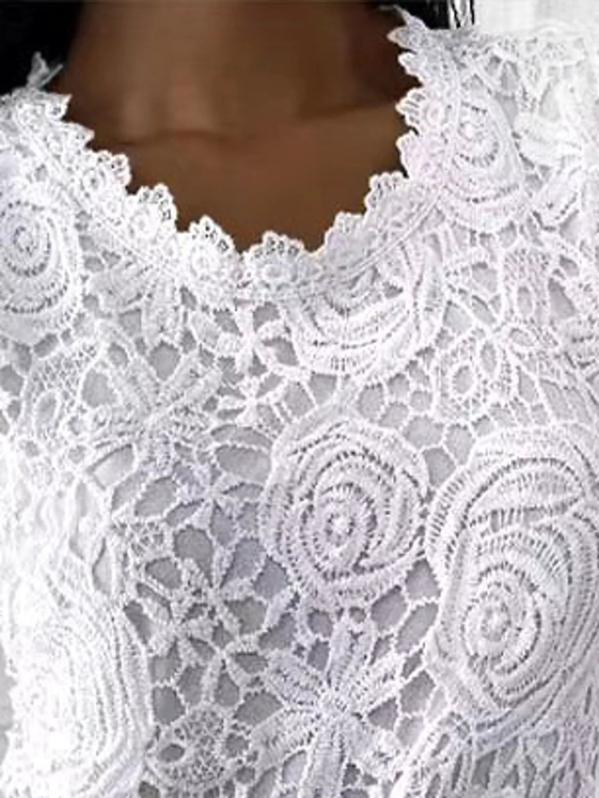 full size lace long sleeve blouse plus | dropsona - neutral - front view