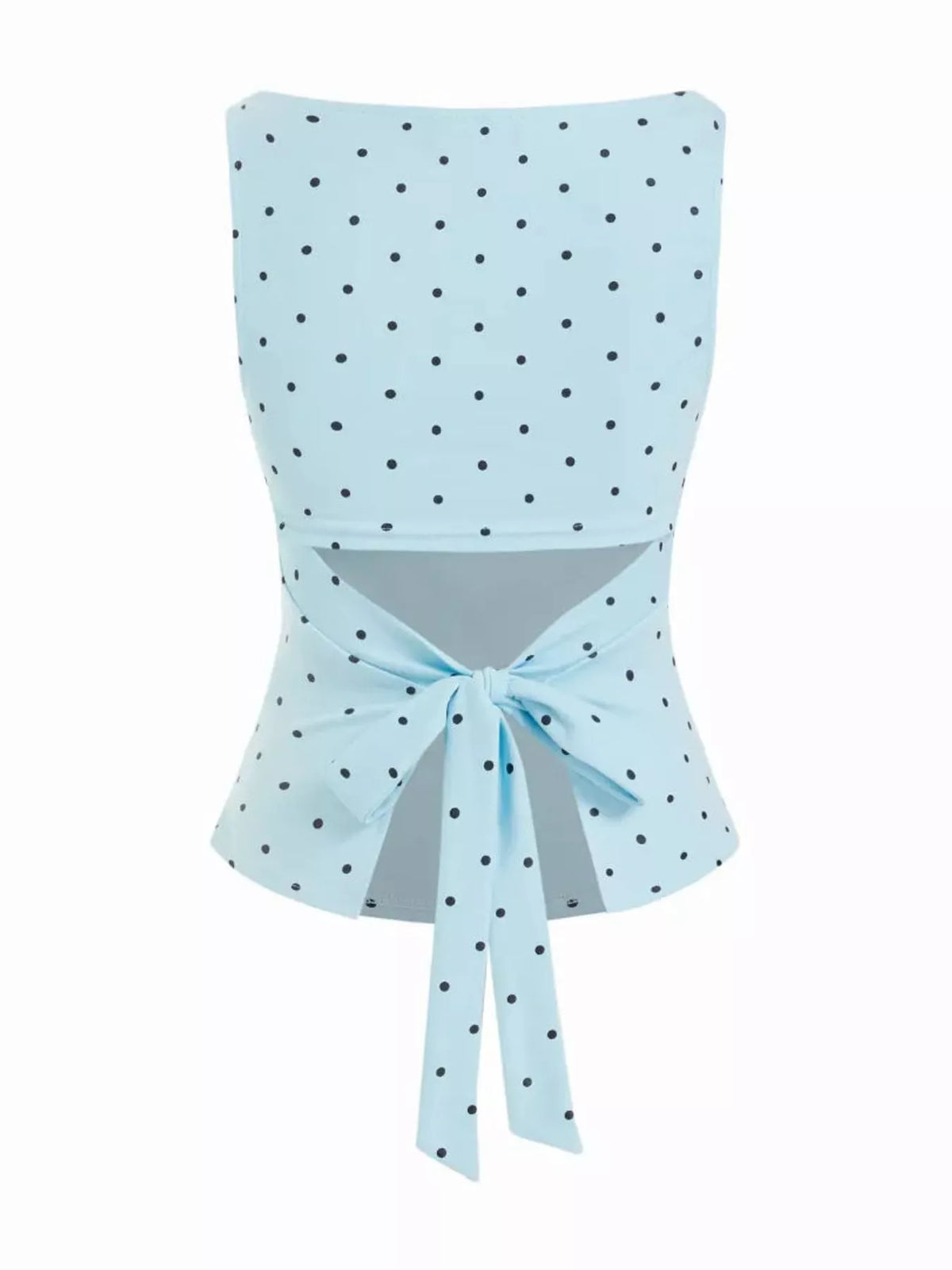 polka dot print sleeveless tank top with tie back | dropsona - neutral - front view