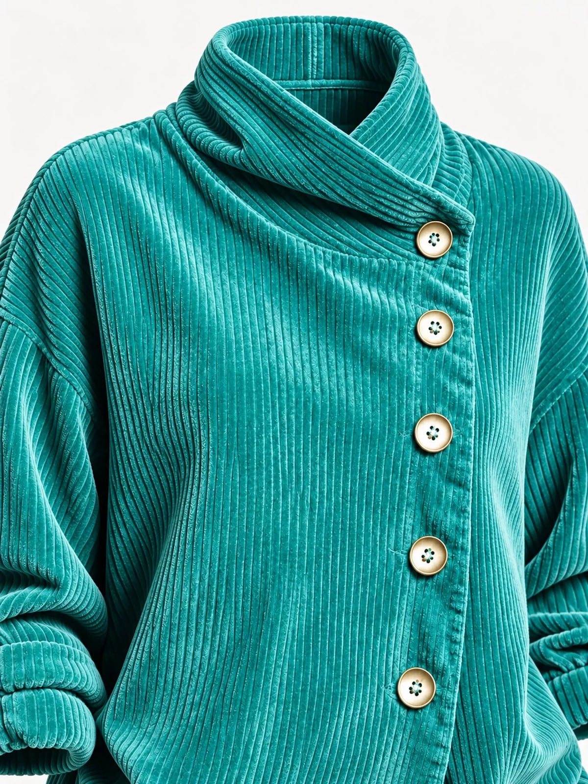 full size asymmetric button-down corduroy jacket plus | dropsona - neutral - size reference
