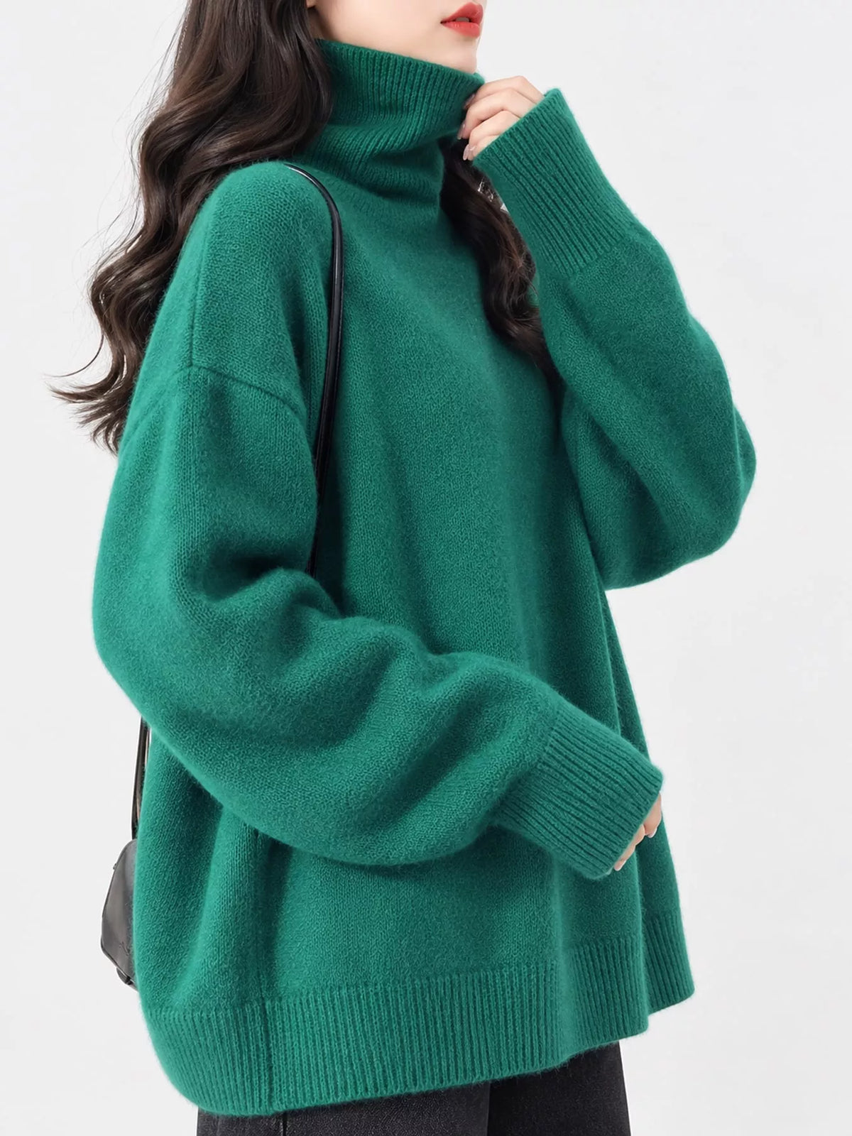 turtleneck dropped shoulder sweater | dropsona - neutral - material texture
