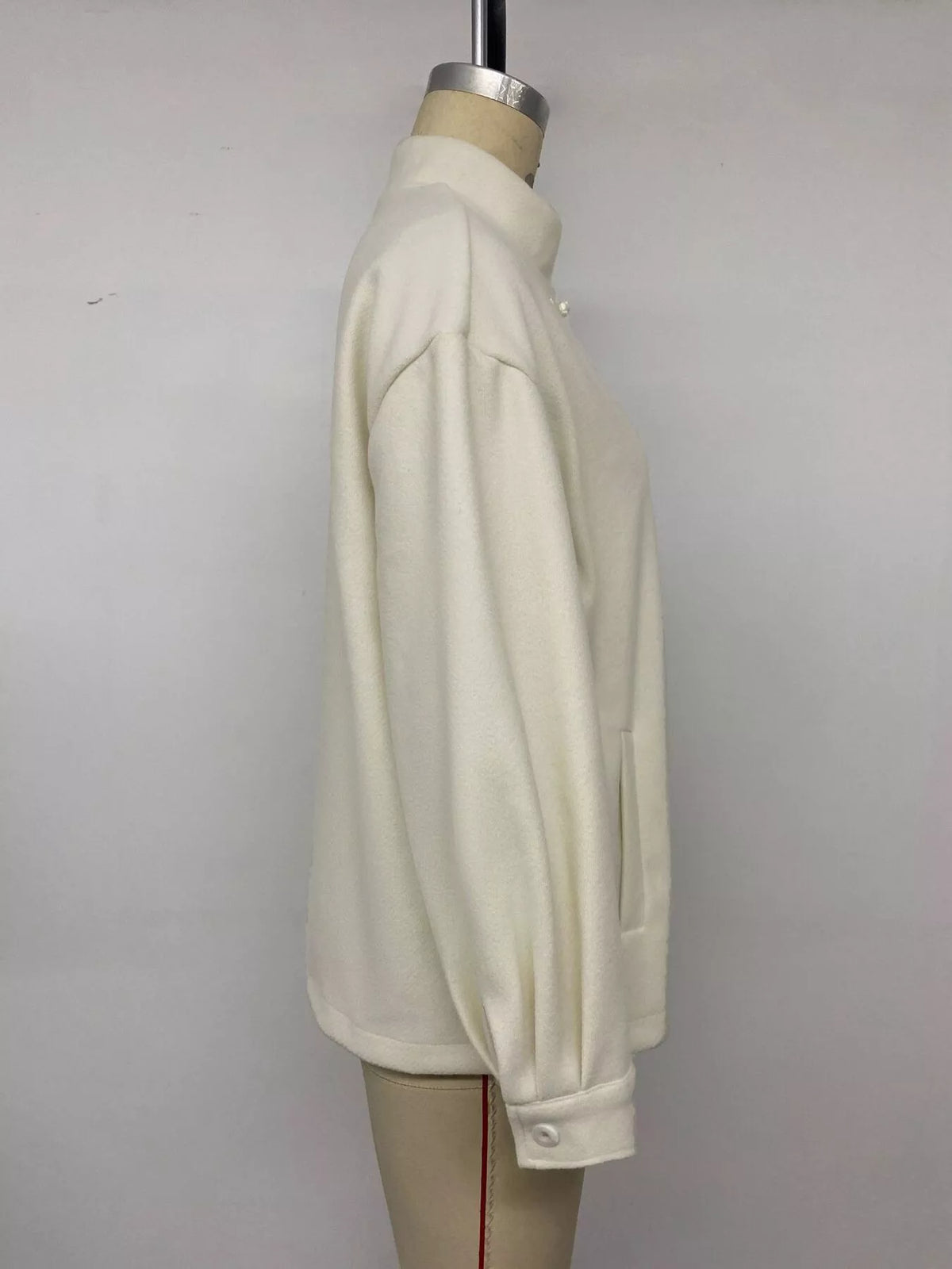 frog button dropped shoulder jacket – buttoned | dropsona - neutral - front view