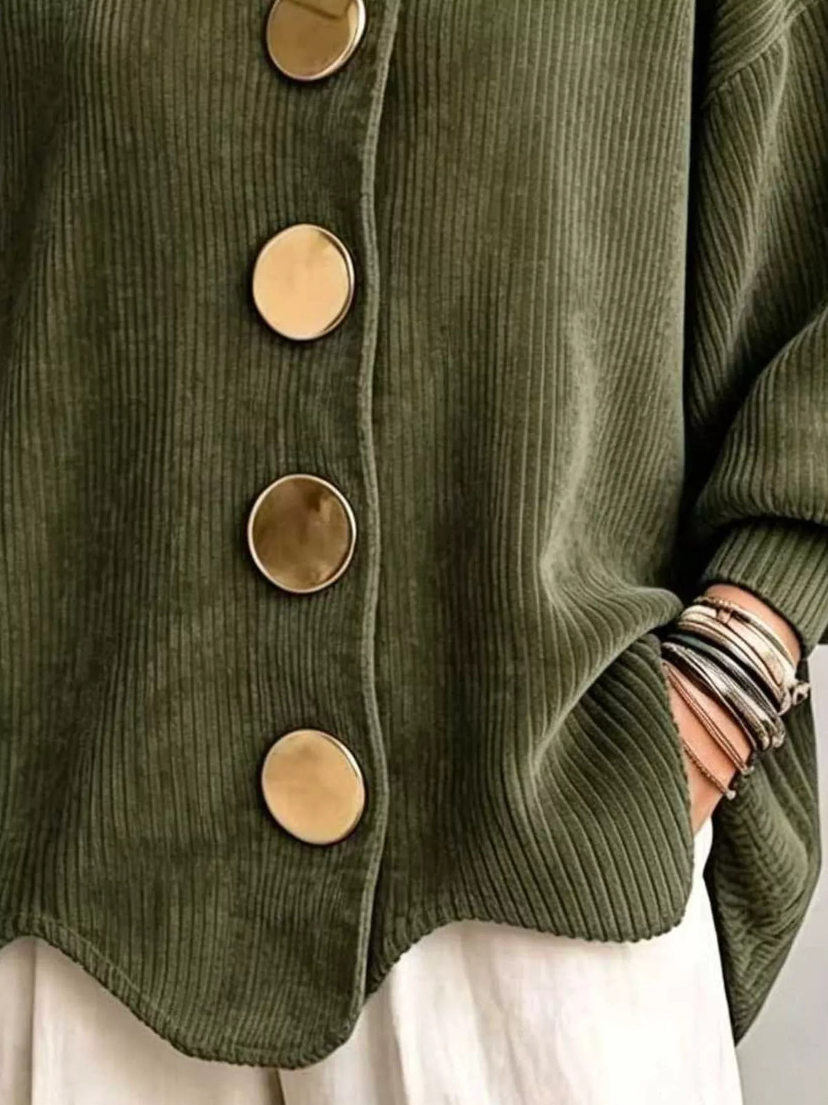 full size ribbed knit gold buttons cardigan plus | dropsona - neutral - usage example
