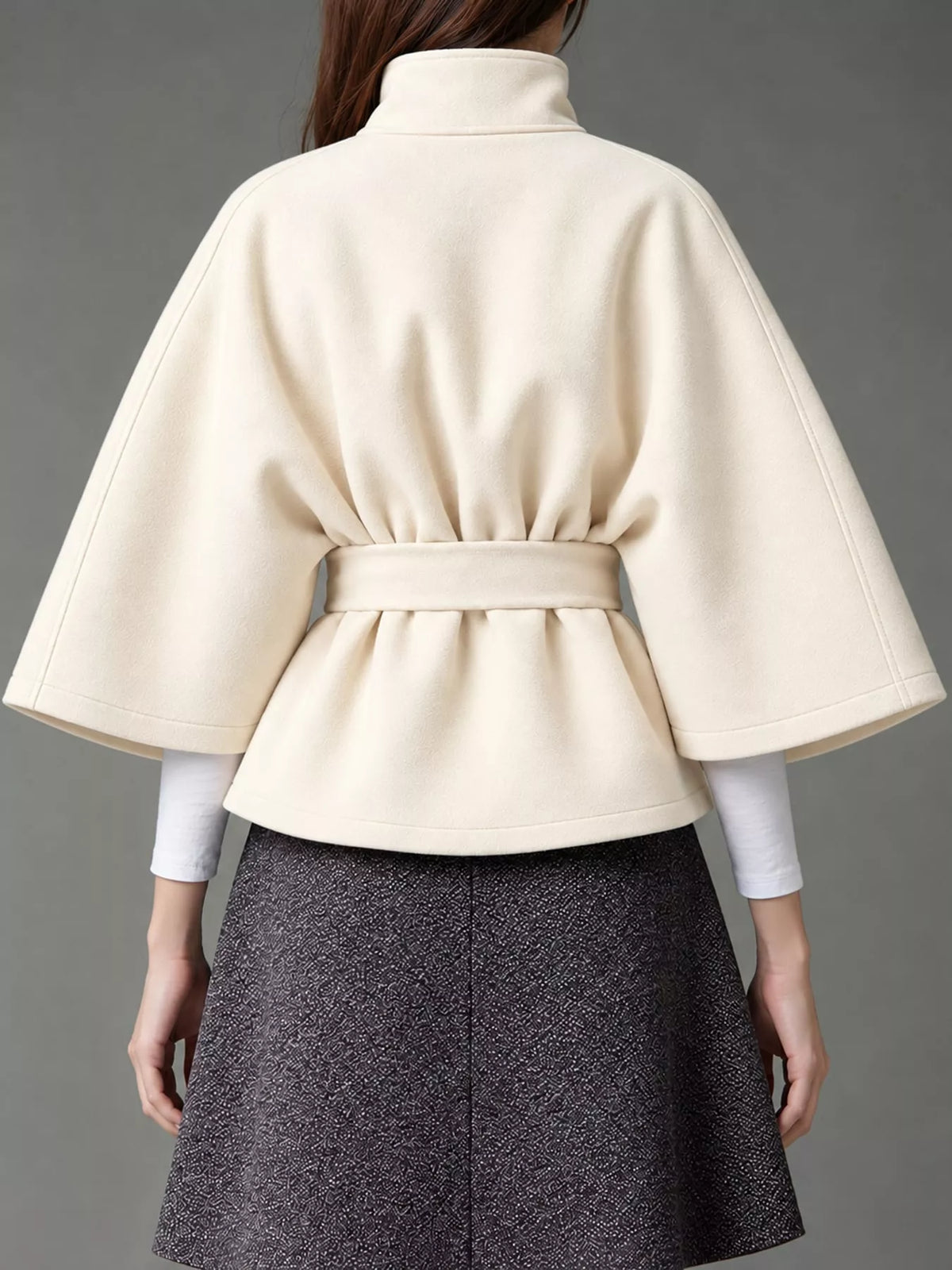 belt button detail outerwear | dropsona polyester 95% - neutral - material texture