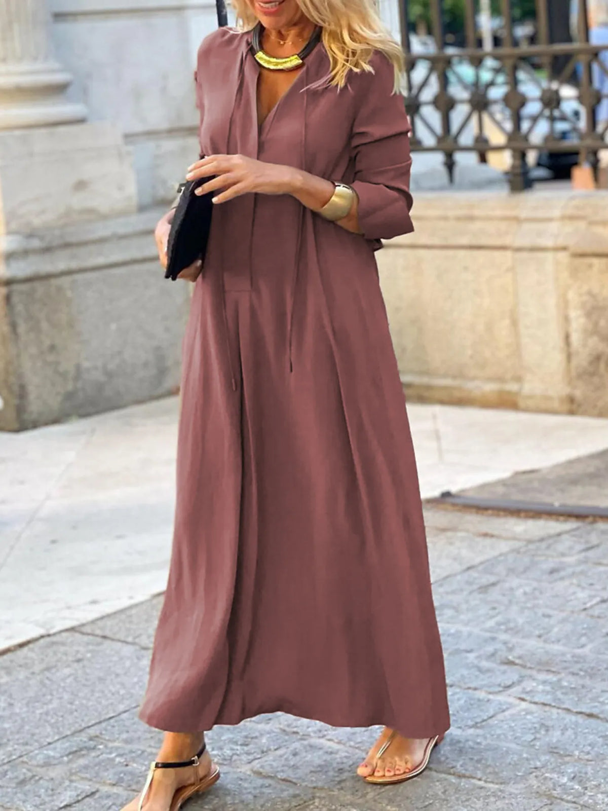 full size solid color maxi shirt dress plus size - close-up detail
