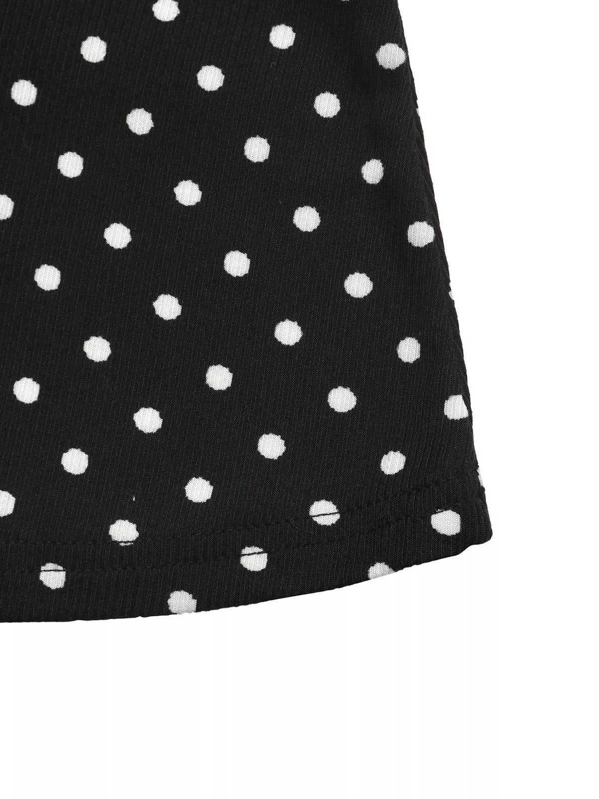 polka dot long sleeve ruffle hem mini dress | dropsona - neutral - material texture