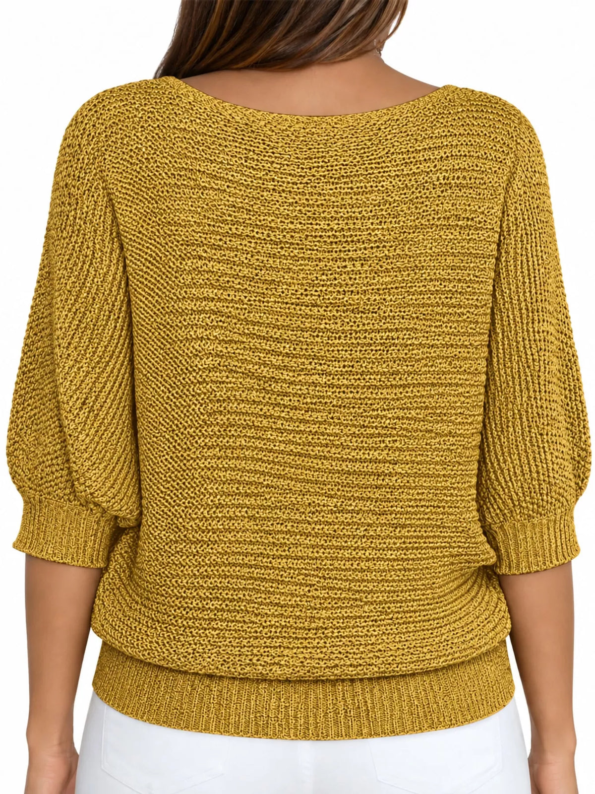 full size boat neck 3/4 sleeve sweater plus | dropsona - neutral - size reference