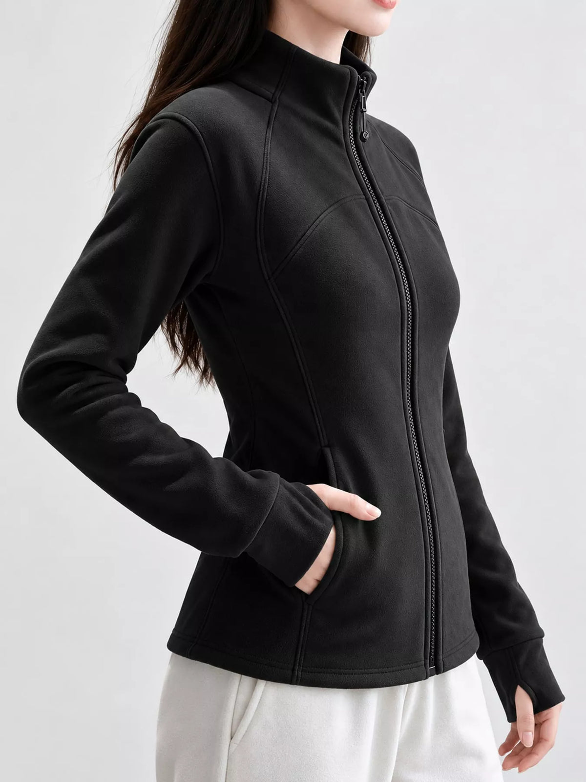 slim-fit full-zip active outerwear | dropsona - neutral - front view