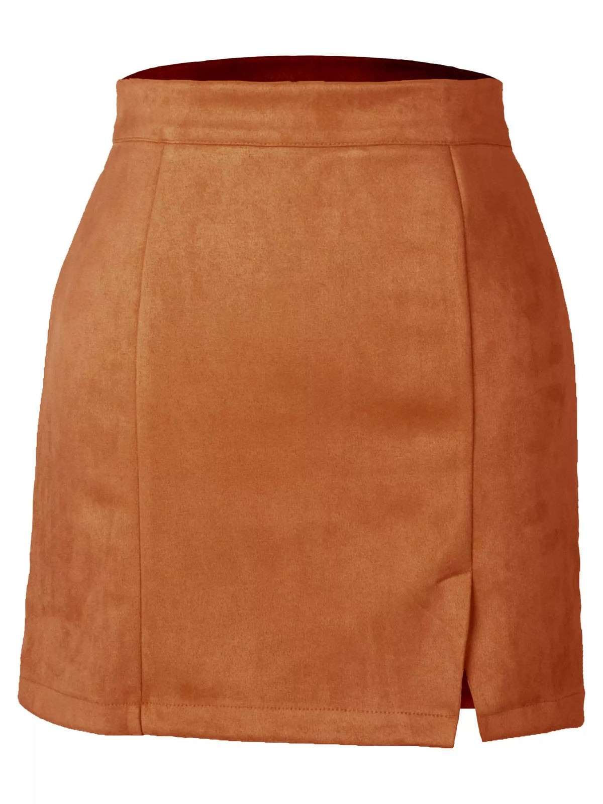high-waisted slit skirt – zipper, slit, seam detail | dropsona - neutral - packaging
