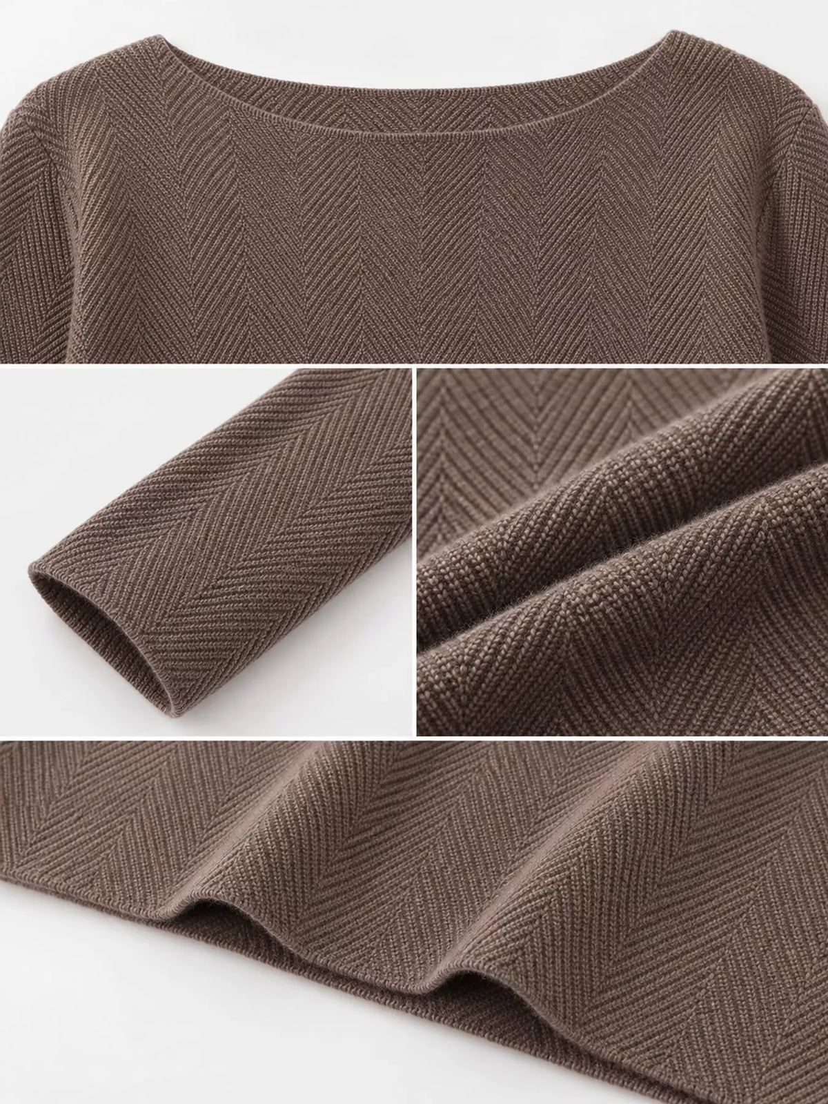 herringbone slim fit long sleeve knit top | dropsona - neutral - packaging