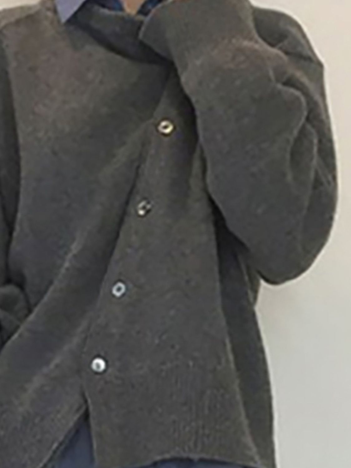 dropped shoulder buttoned cardigan – basic style | dropsona - neutral - front view