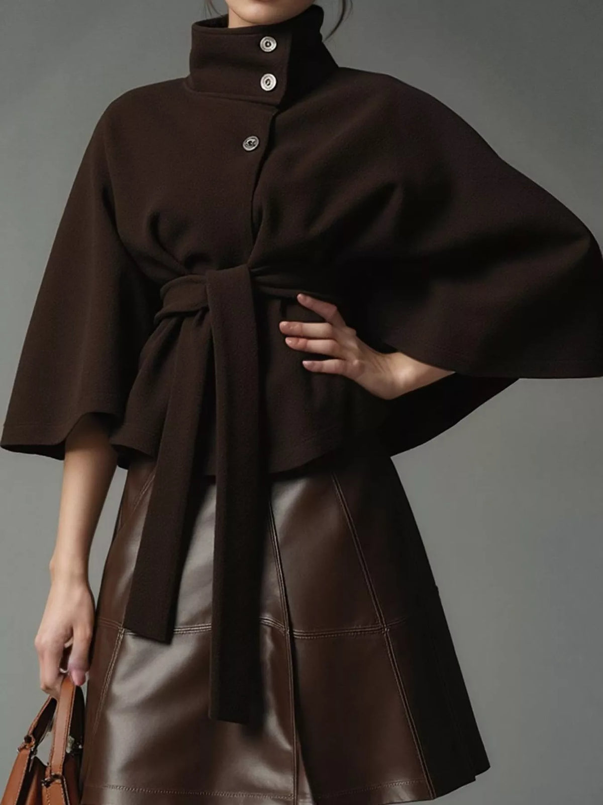 belt button detail outerwear | dropsona polyester 95% - neutral - usage example