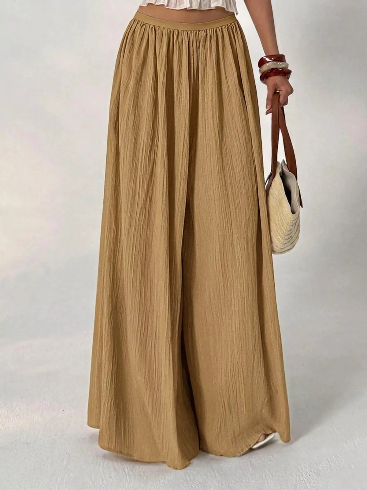 high-waisted wide-leg pleated casual pants | dropsona - neutral - usage example