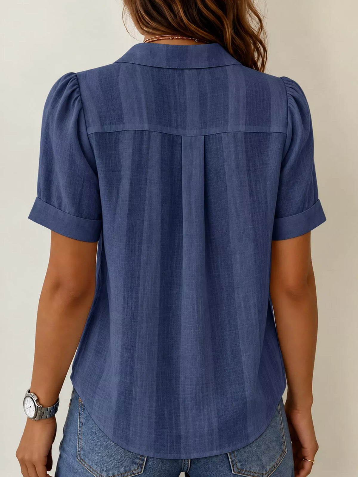 full size button up short sleeve shirt plus | dropsona - neutral - size reference