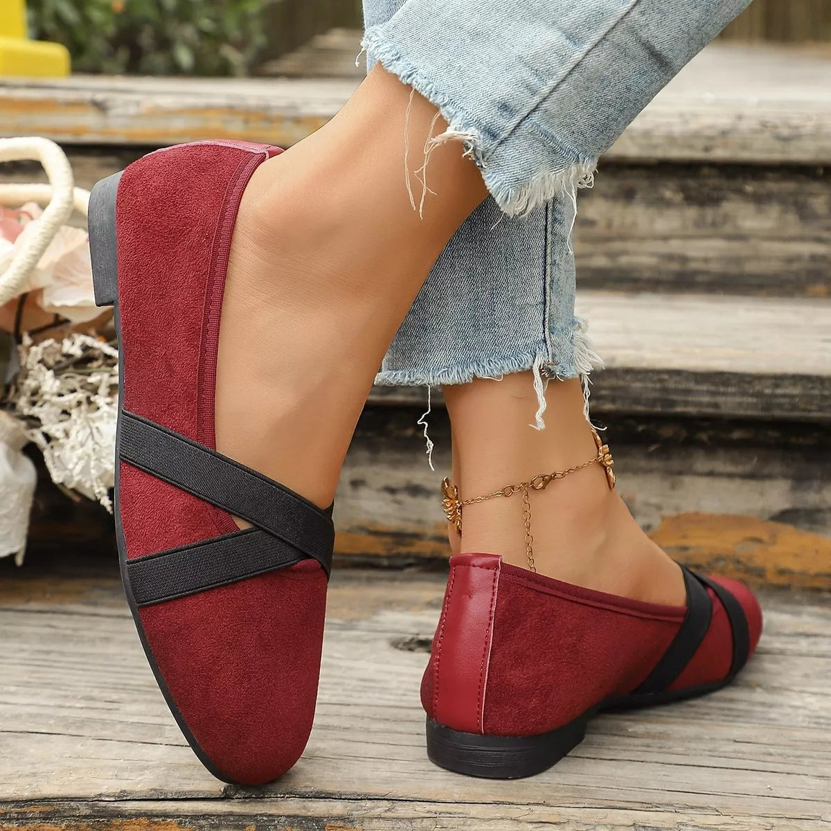 suede cross-strap slip-on loafers – dear monkey | dropsona - neutral - material texture