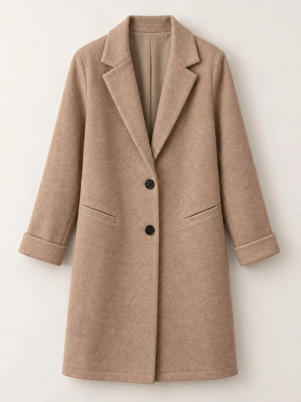 full size lapel collar button up coat plus | dropsona - neutral - usage example