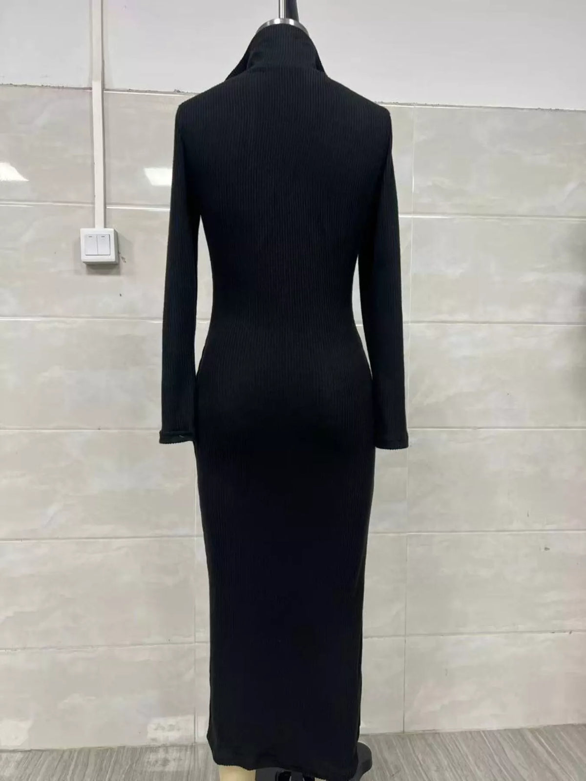 ribbed knit v-neck sweater dress – basic style | dropsona - neutral - packaging