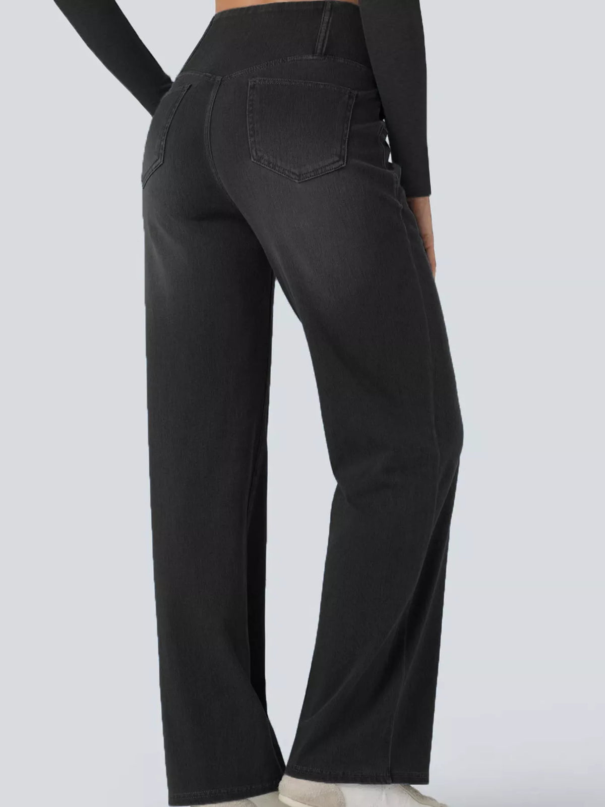 cat's whisker high-waisted cross-over waistband | dropsona - neutral - close-up detail