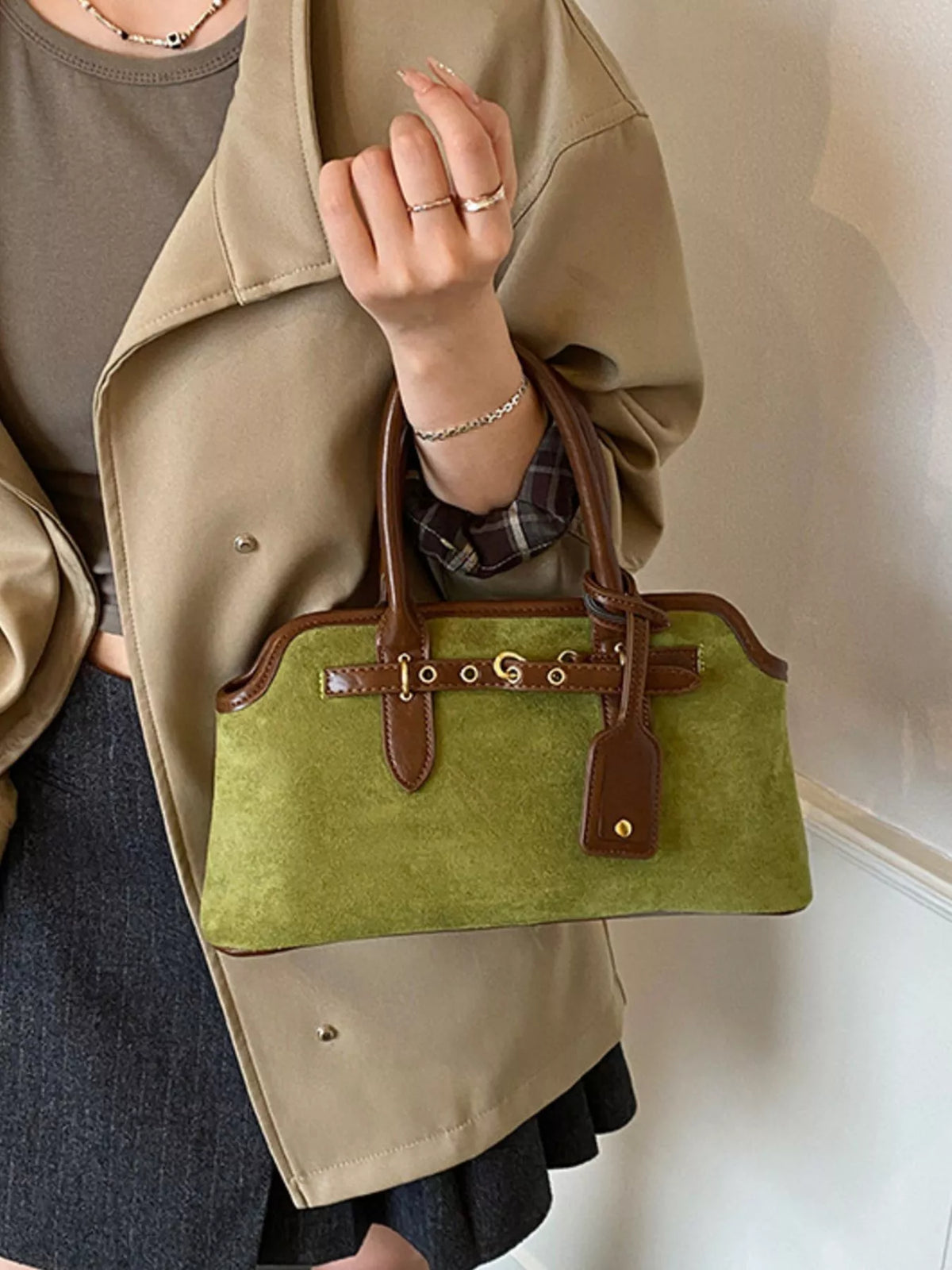 vintage buckle detail handbag – stylish sling | dropsona - neutral - packaging