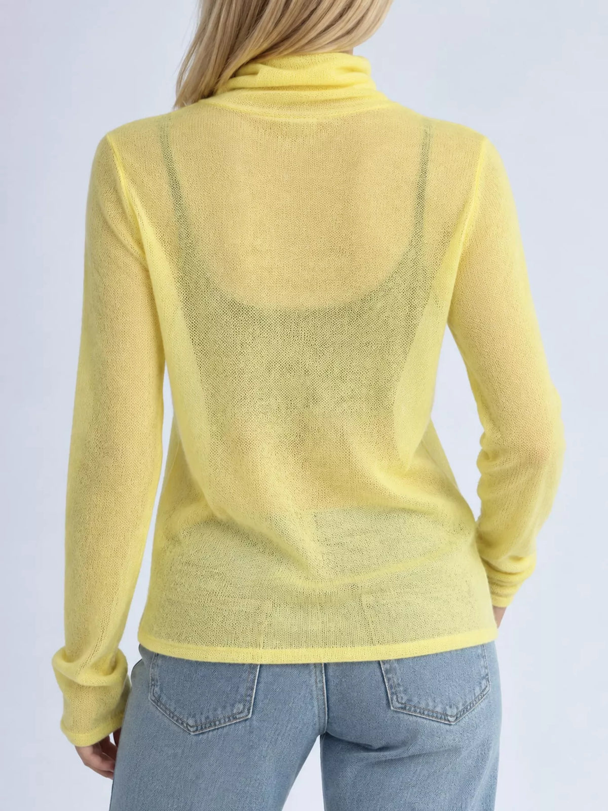 sheer turtleneck knit top | dropsona - neutral - material texture