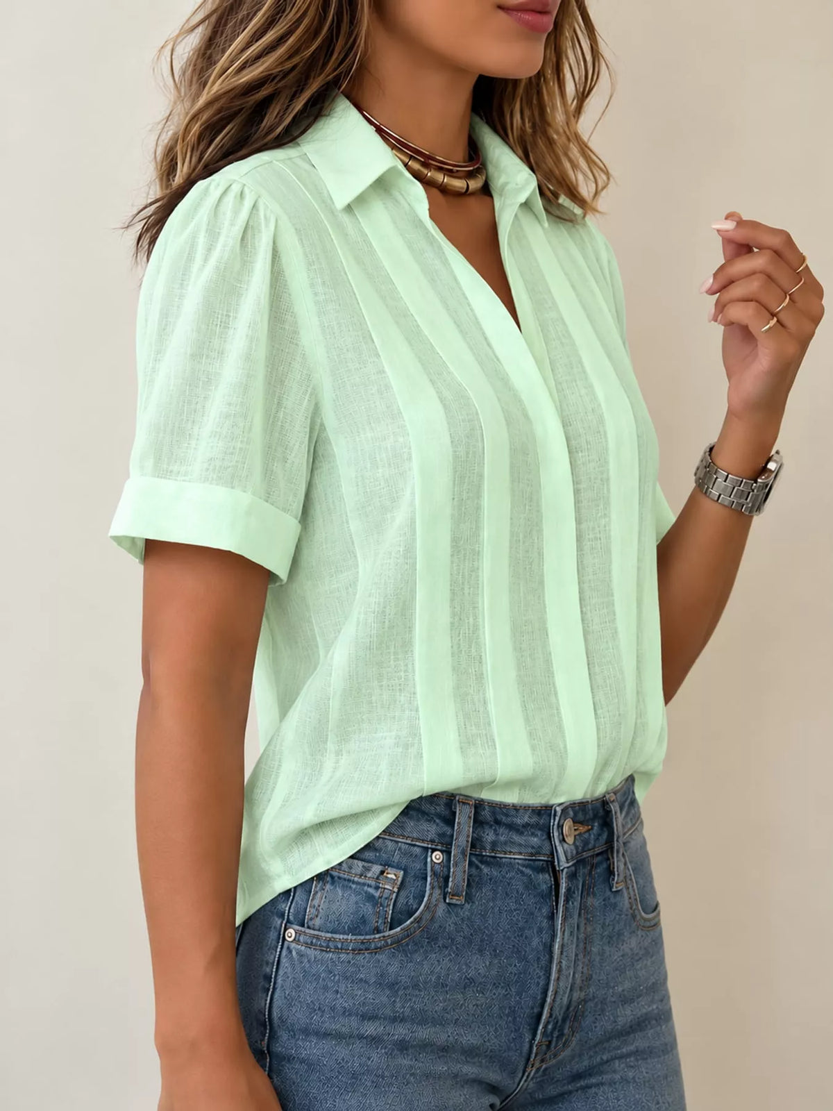 full size button up short sleeve shirt plus | dropsona - neutral - usage example