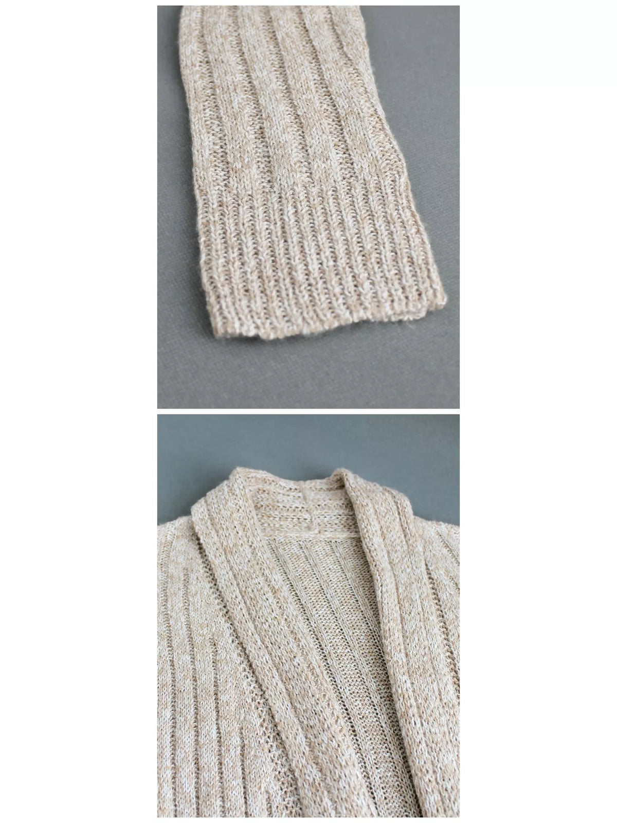elegant ribbed knit open front flared cardigan | dropsona - neutral - packaging