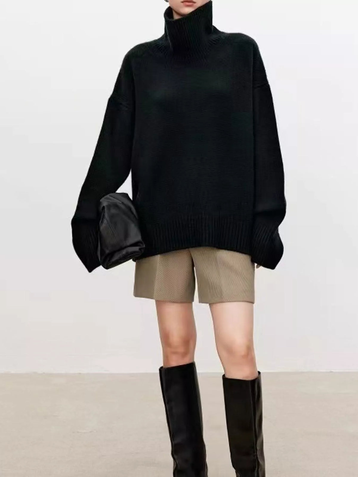 oversized turtleneck wool sweater | dropsona - neutral - usage example