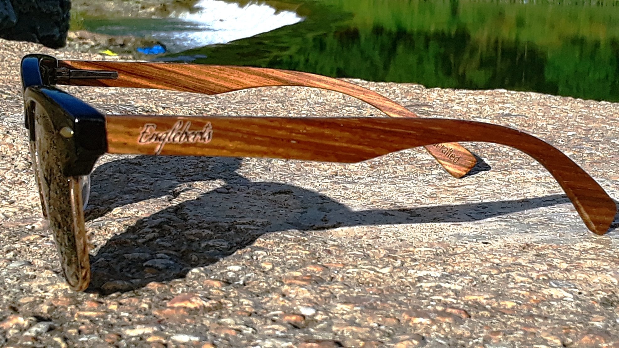 real walnut wood club style sunglasses with bamboo cas | dropsona - neutral - usage example
