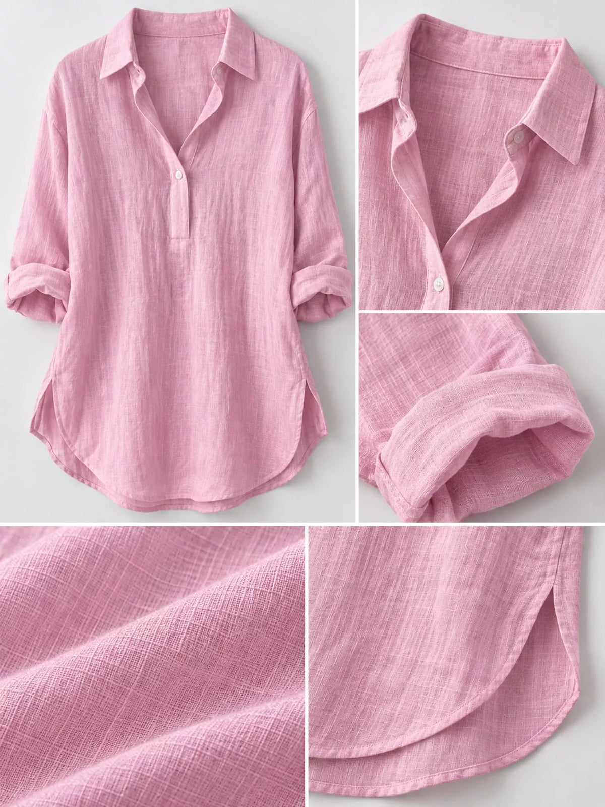 collared neck long sleeve blouse | dropsona - neutral - usage example