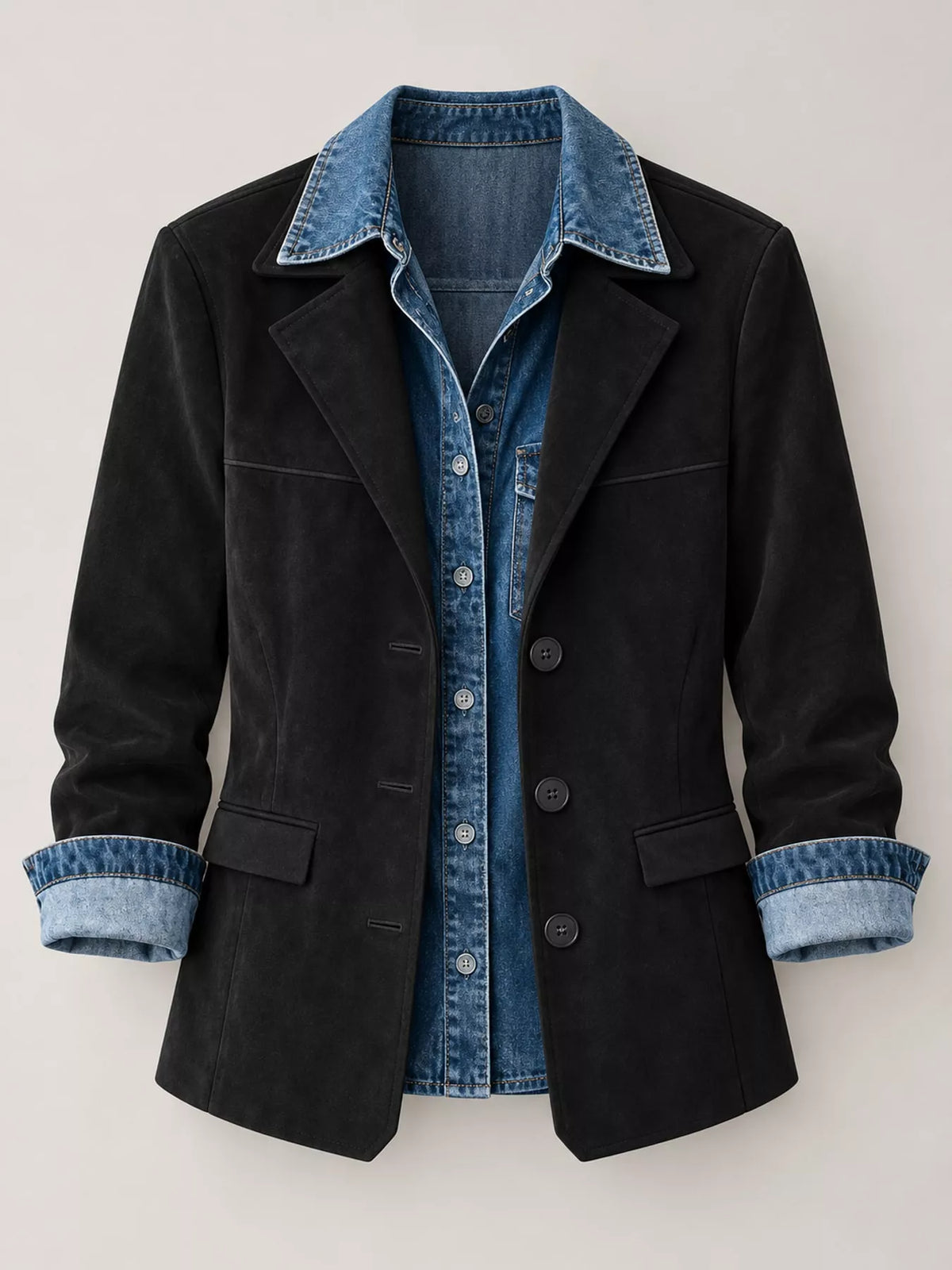 full size lapel collar button up blazer plus | dropsona - neutral - packaging