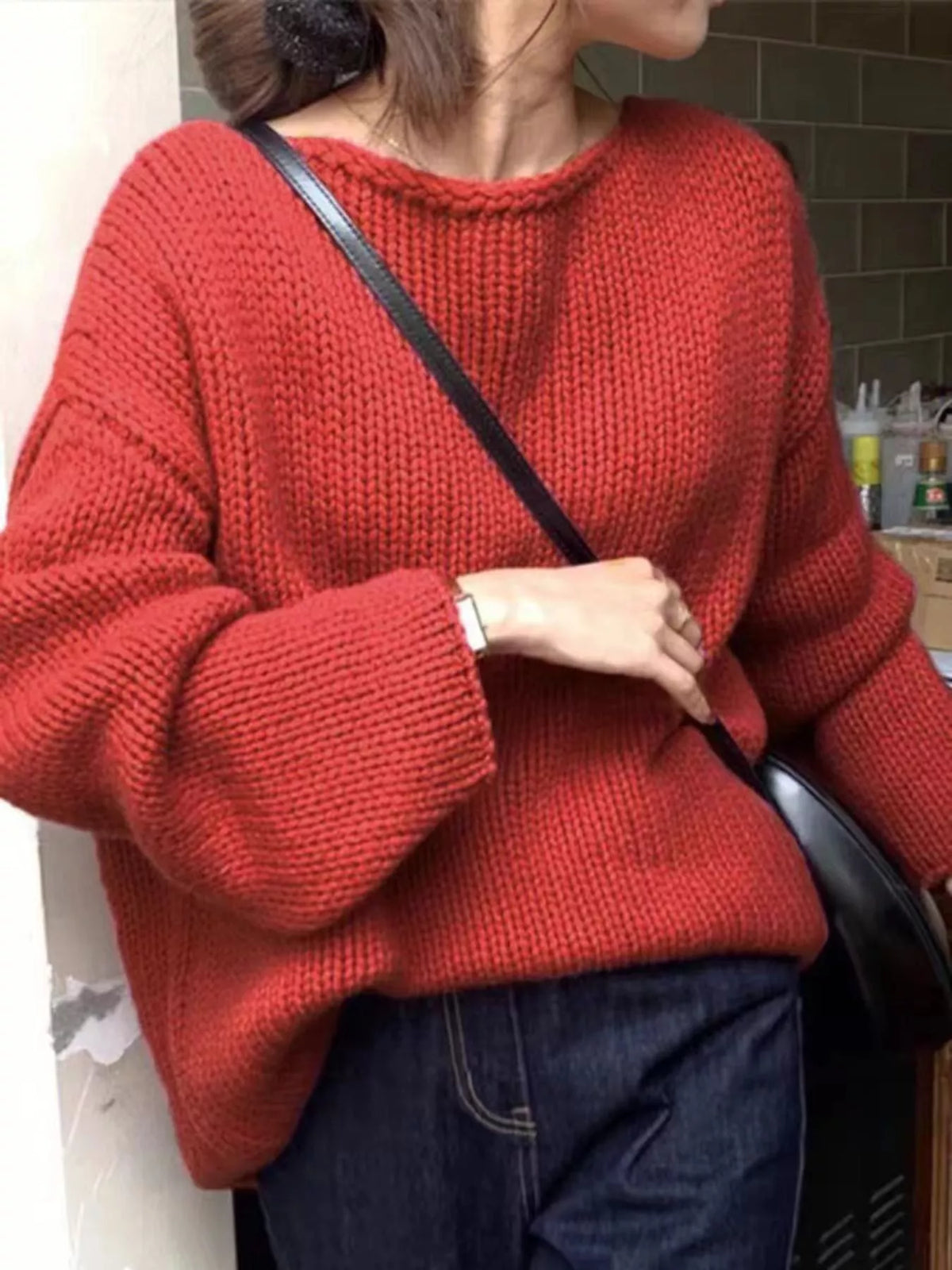 chunky knit dropped shoulder sweater | dropsona - neutral - everyday use