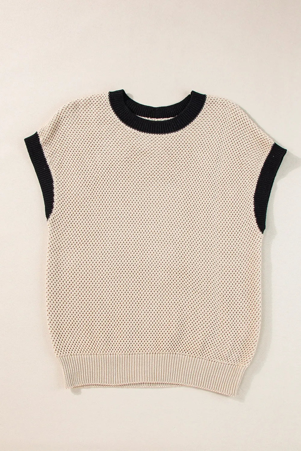 textured knit sweater with contrast trim details | dropsona - neutral - usage example